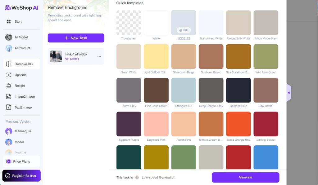 WeShop AI remove backgrounds and chnage it to any color you like.